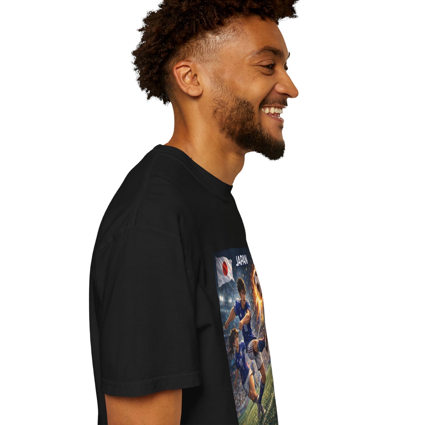 Japan Soccer Team Graphic T‑Shirt — Dynamic Football Players Design