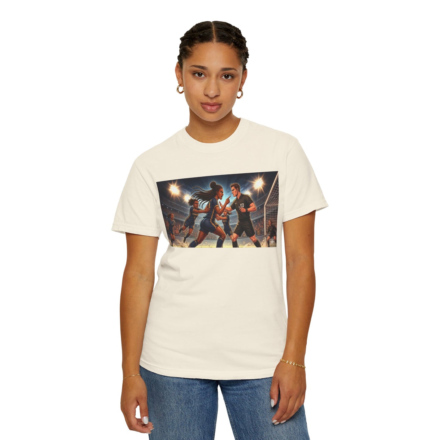 Soccer Night Match T-Shirt — Dynamic Players Under Stadium Lights