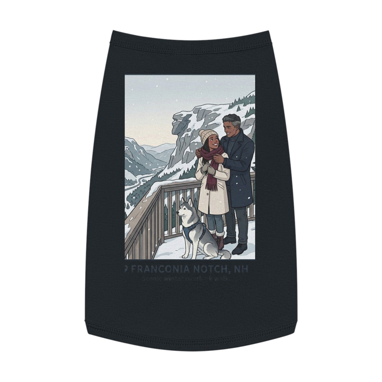 Dog Winter Walk Tank — Cozy Couple & Husky Scenic Pet Tank Top