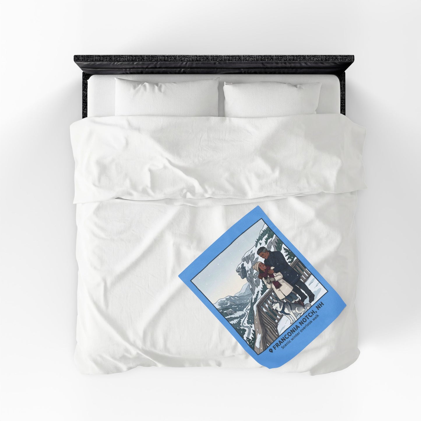 Franconia Notch NH Scenic Winter Plush Blanket — Couples & Husky Snowview Throw
