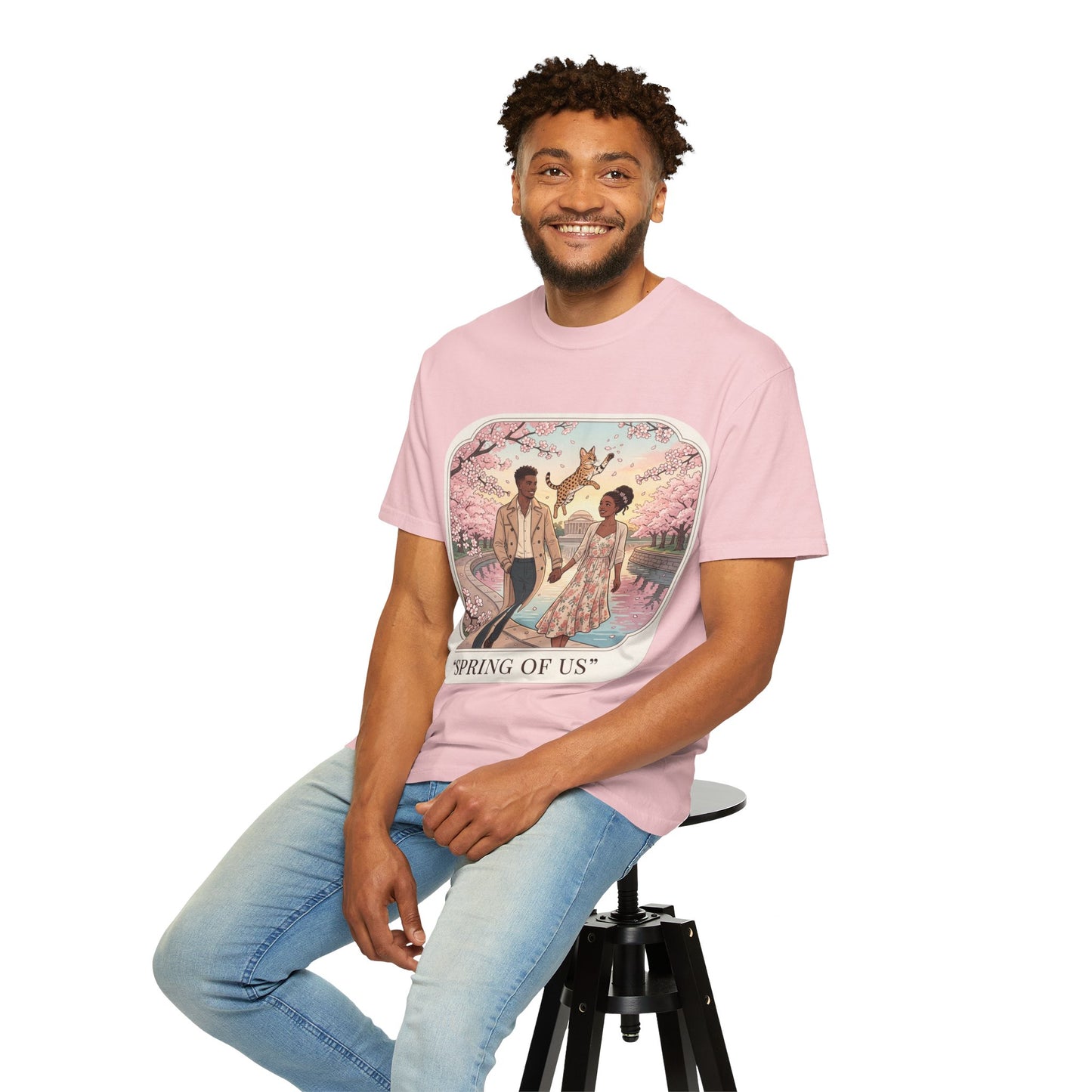 Spring of Us T-Shirt — Romantic Cherry Blossom Couple Graphic Tee