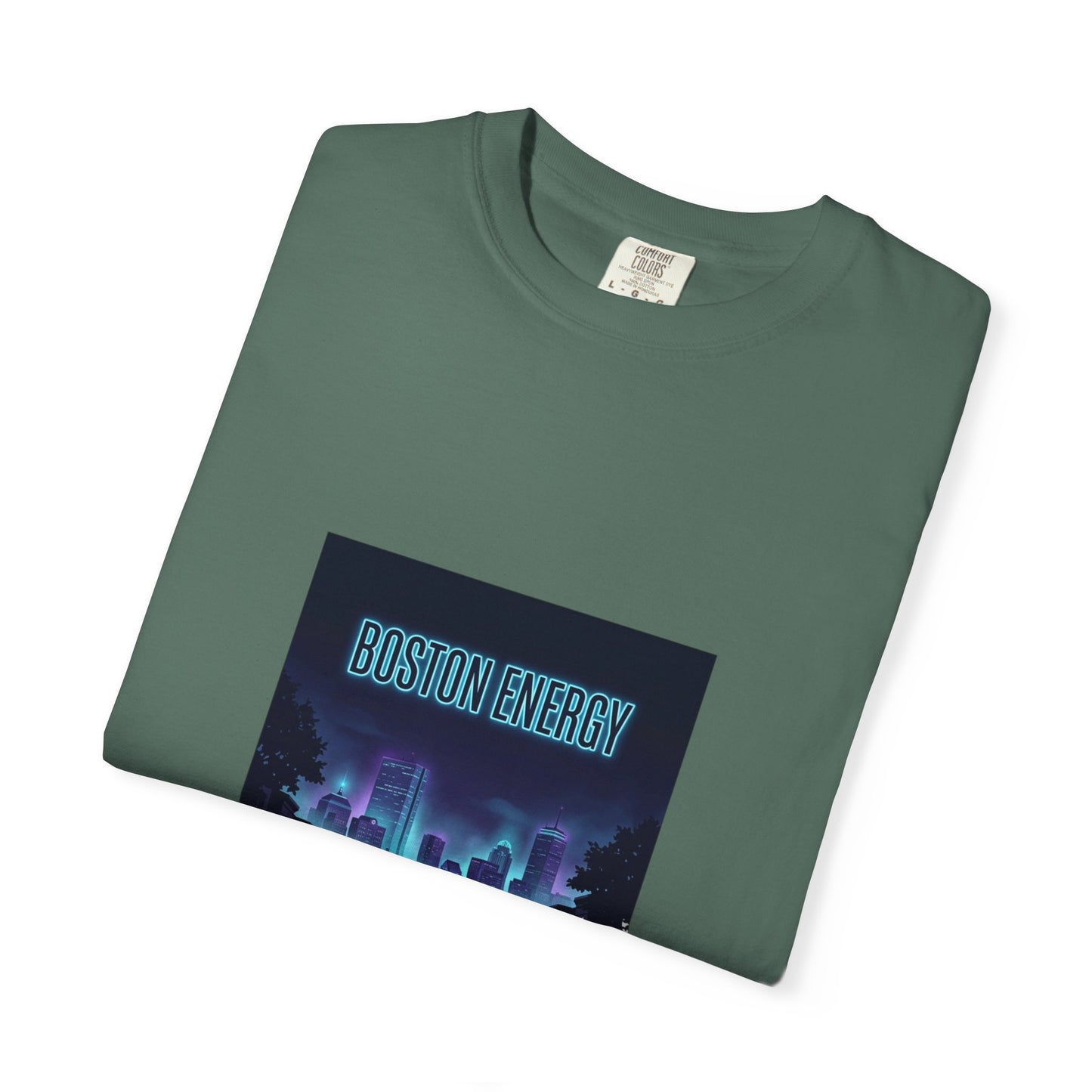 T-Shirt — "Boston Energy" Neon Cityscape Graphic Tee