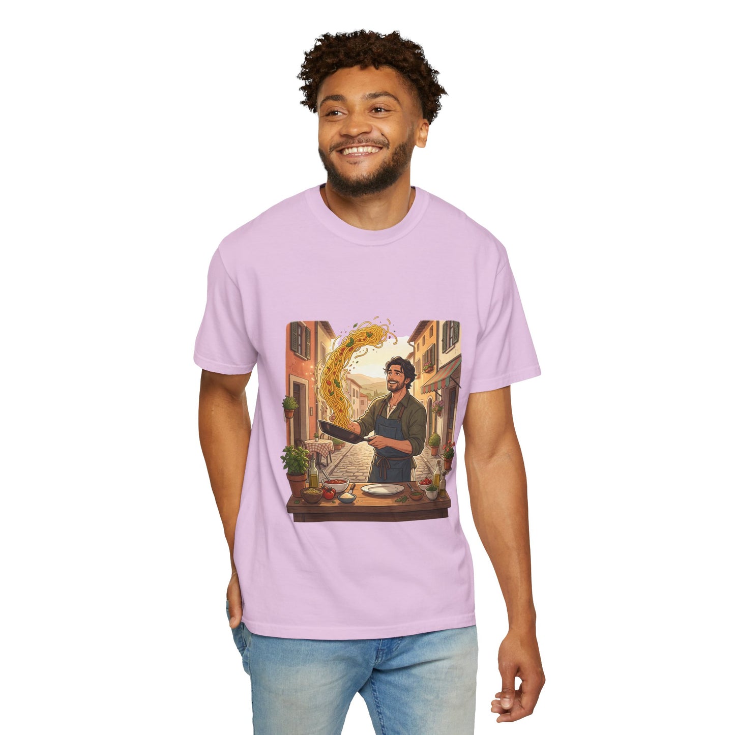 Italian Chef Pasta Toss T-Shirt — Vintage Street Kitchen Cooking Graphic Tee