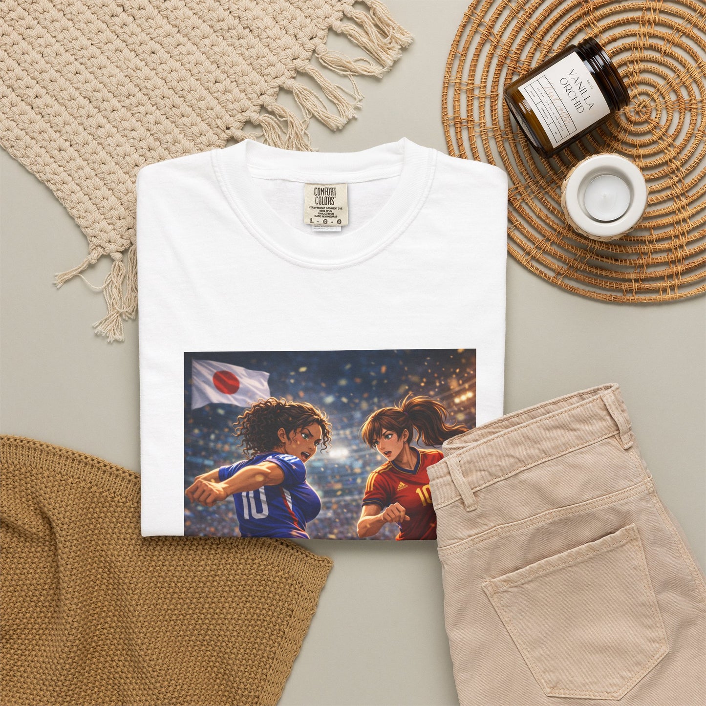 JAPAN Soccer Duel Graphic T-Shirt — Intense Japan vs Spain Football Art