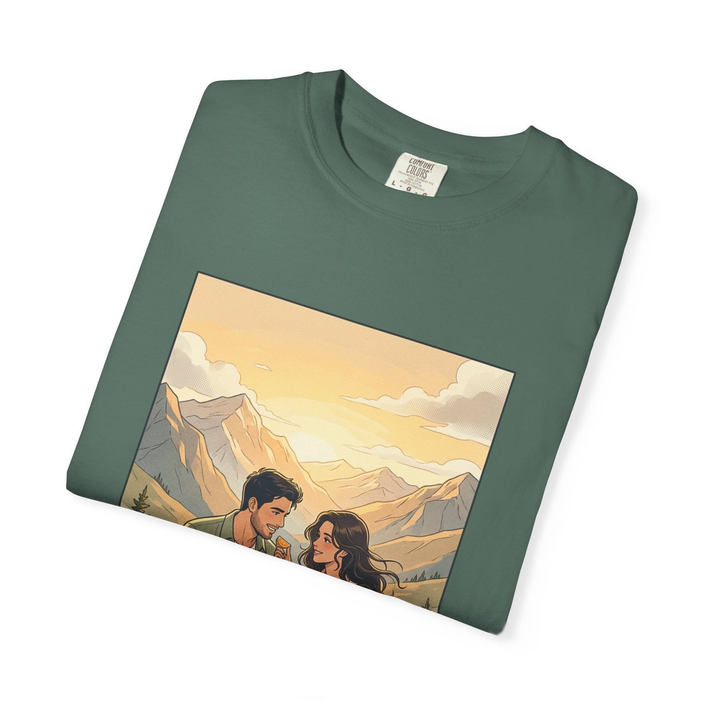 Couples Mountain Picnic T-Shirt — 'Opening Up' Scenic Graphic Tee