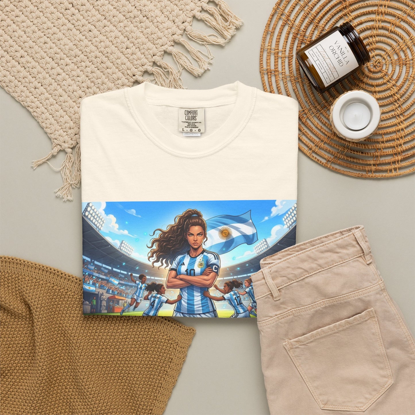 Argentina Soccer Heroine Stadium T-Shirt – Female Soccer Player Graphic Tee