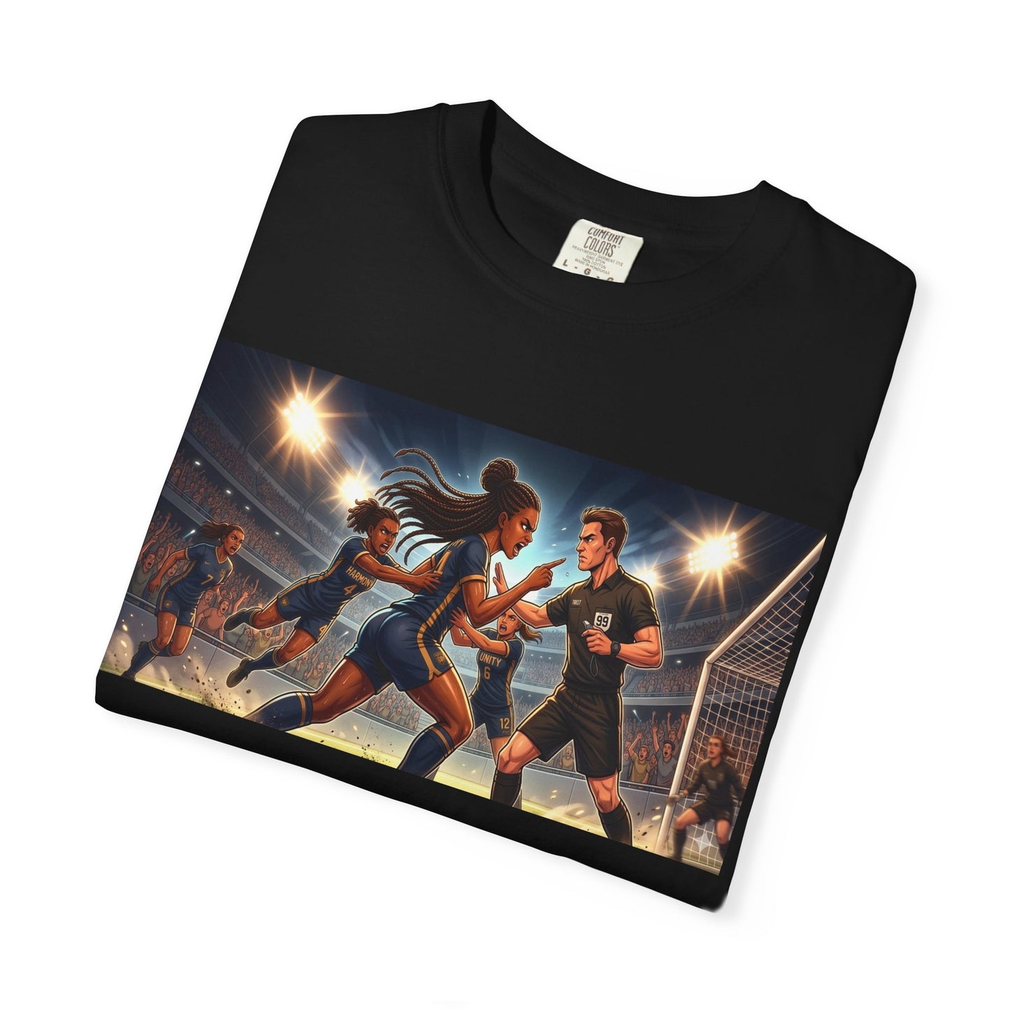 Soccer Night Match T-Shirt — Dynamic Players Under Stadium Lights