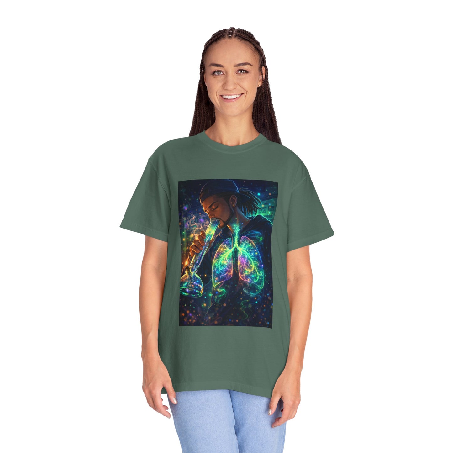 Cosmic Lungs T-Shirt — Neon Anatomical Art Tee
