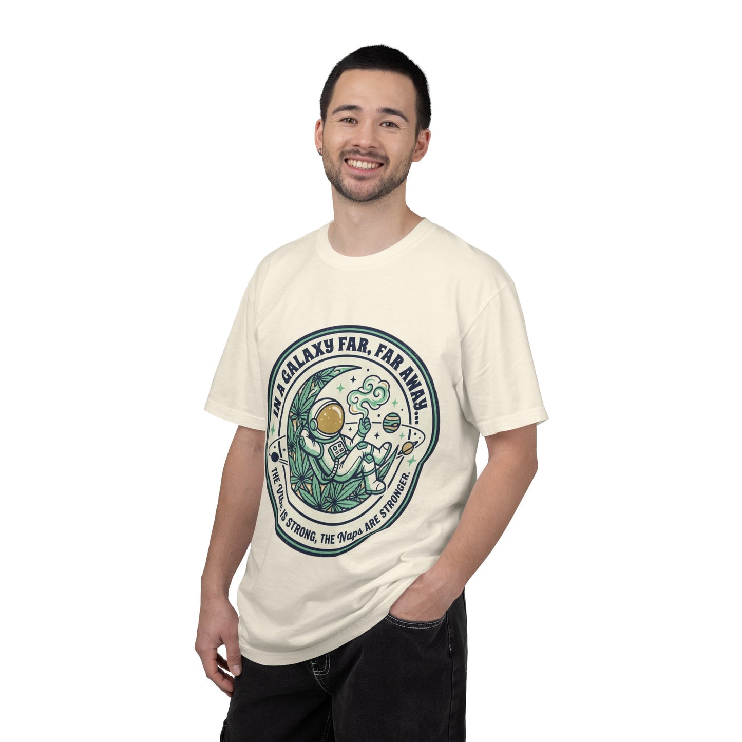 T-Shirt — "In a Galaxy Far, Far Away" Retro Space Nap Graphic Tee