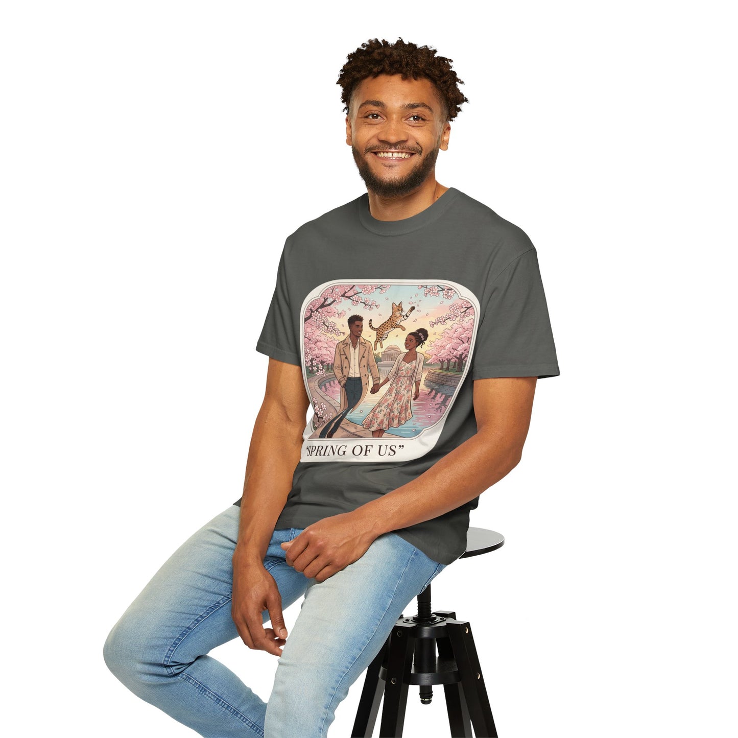 Spring of Us T-Shirt — Romantic Cherry Blossom Couple Graphic Tee