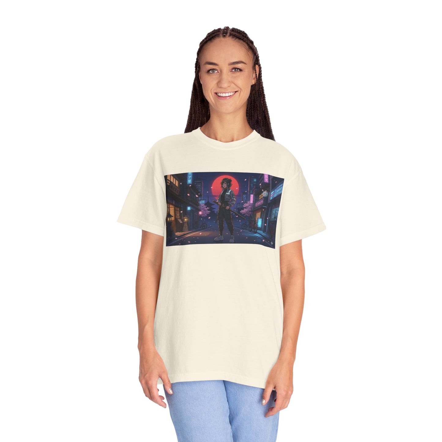 Cyberpunk Samurai T-Shirt — Neon Night Street Art Tee