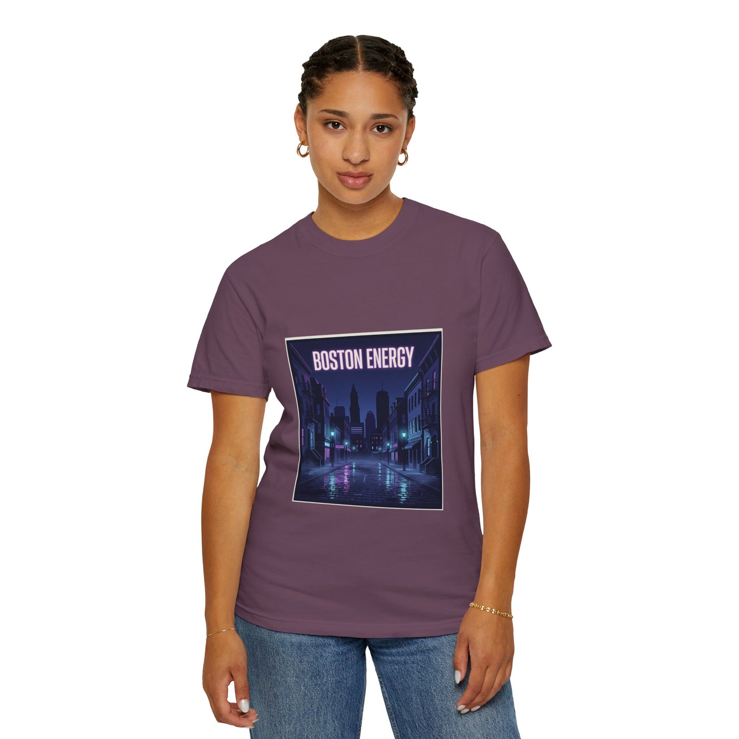 Boston Energy T-Shirt — Neon Cityscape Graphic Tee