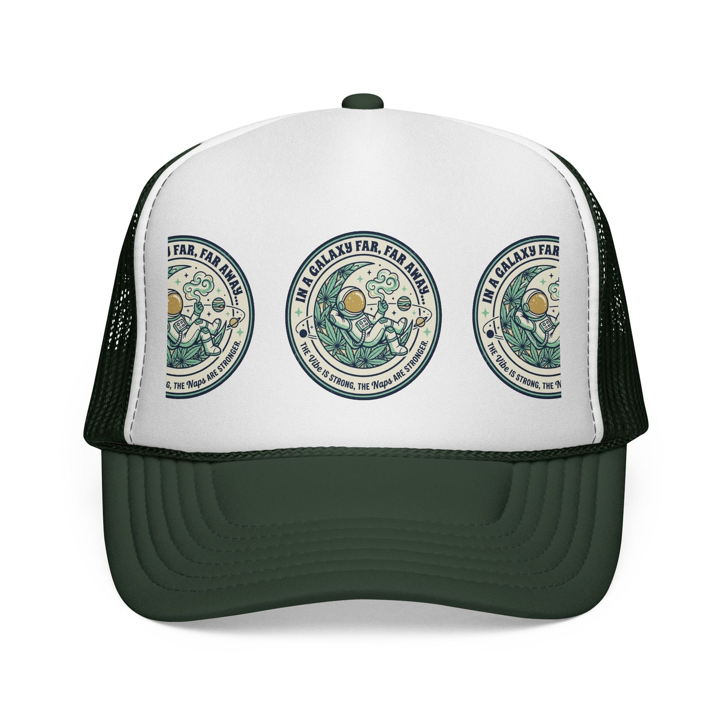 Trucker Cap — Vintage Celestial Patch Design (‘Far, Far, Far Away’ Space Badge)