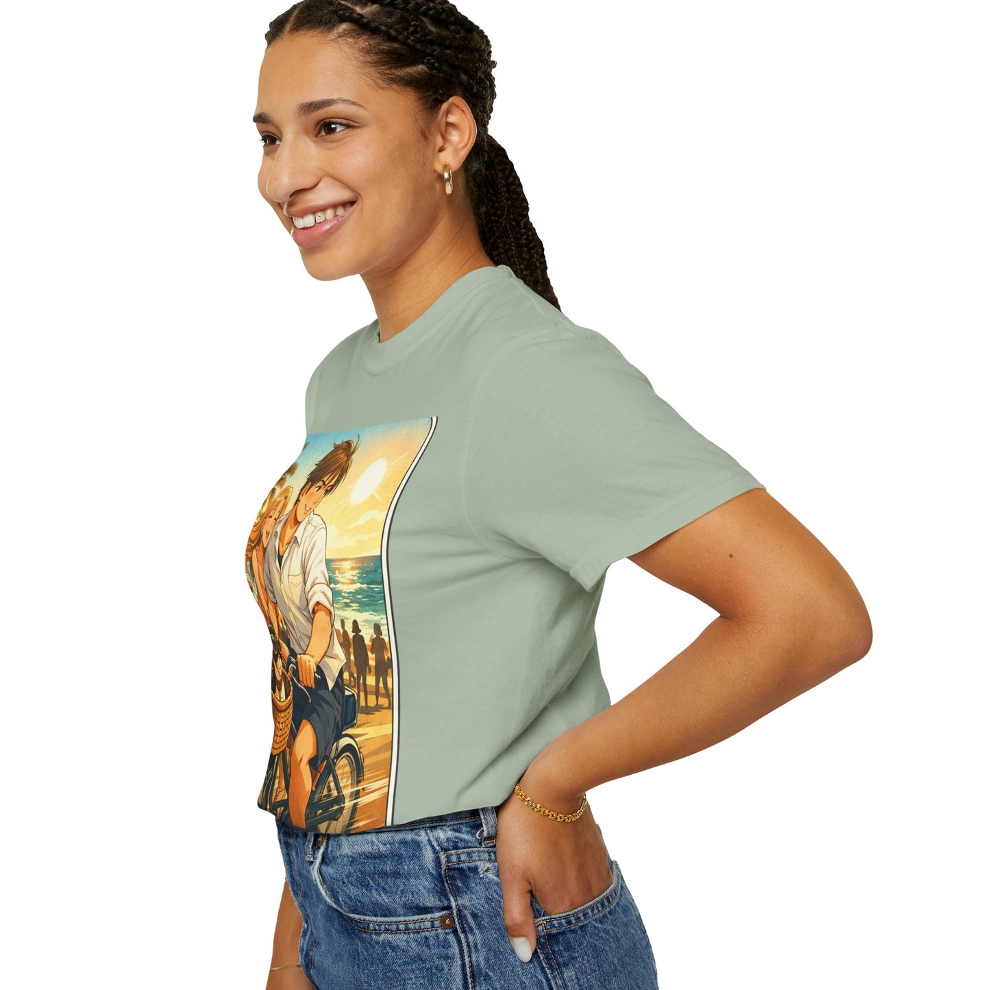 Spring of Us T-Shirt — Vintage Beach Couple Bicycle Design