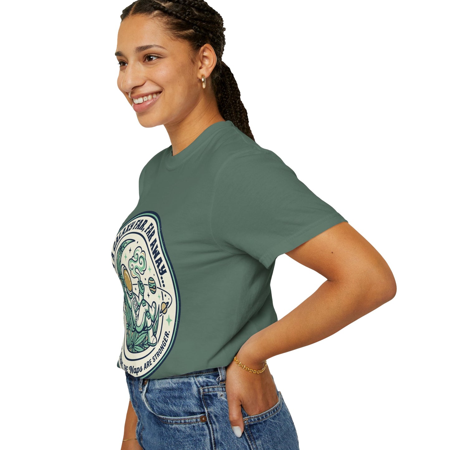 T-Shirt — "In a Galaxy Far, Far Away" Retro Space Nap Graphic Tee