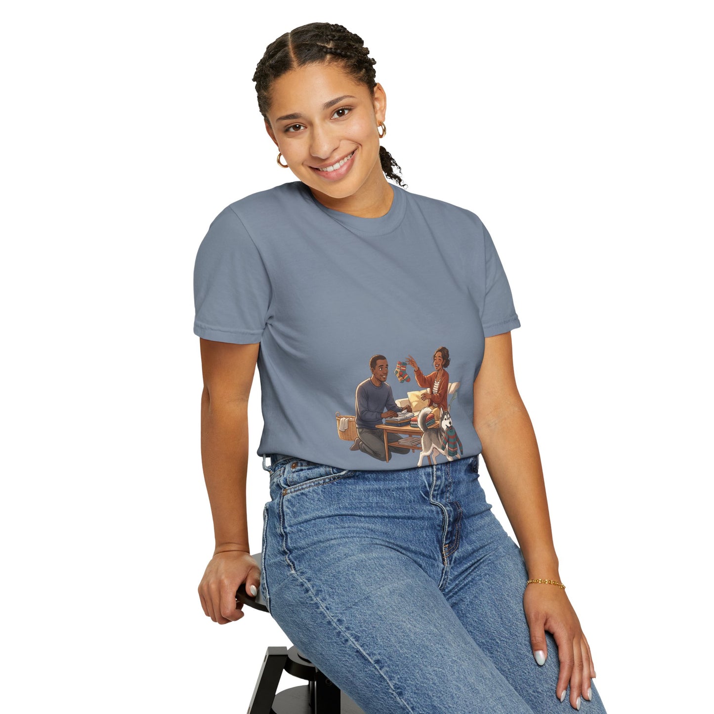 Picnic Cheers T-Shirt — Vintage Couple & Dog Illustration Tee