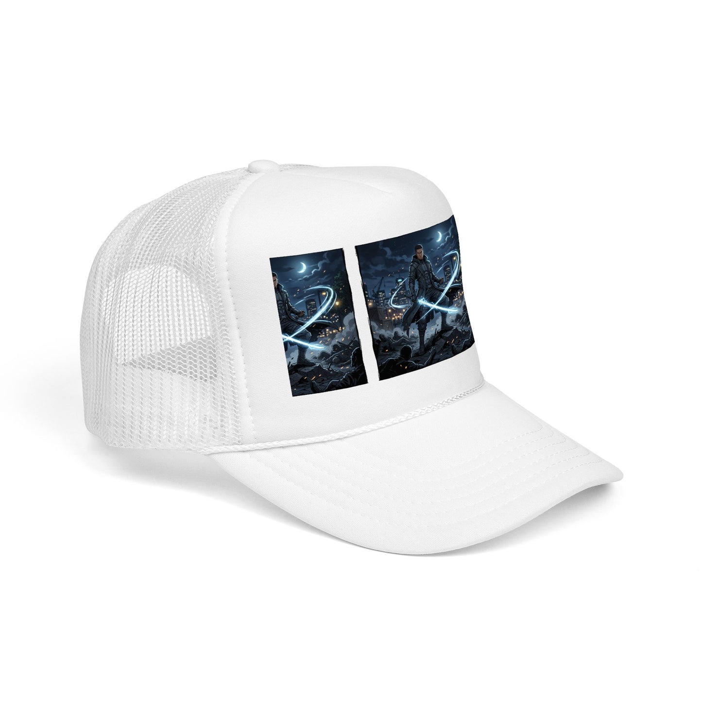 Trucker Hat — Neon Samurai Triptych Foam Trucker Cap