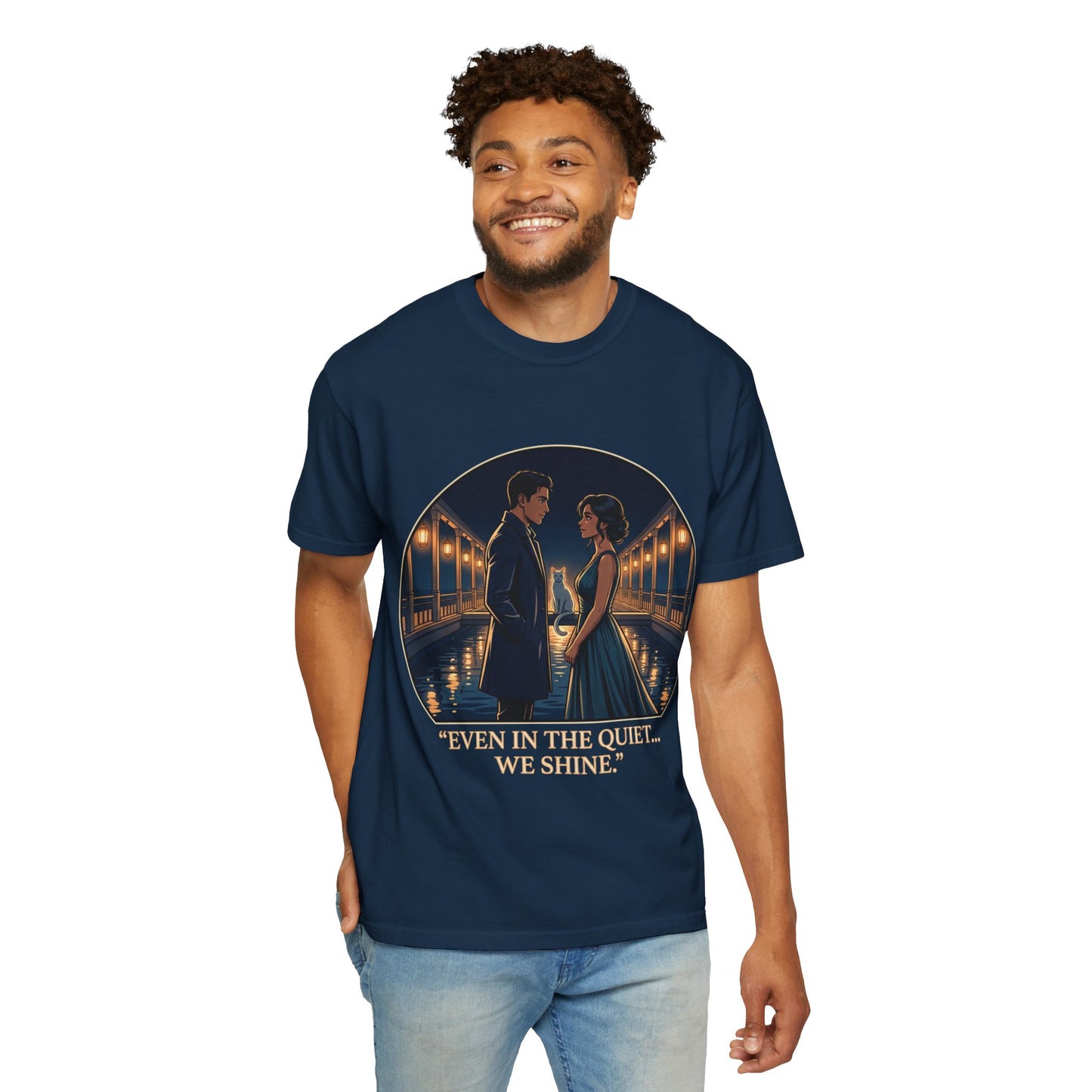 Romantic Night Stroll T-Shirt — "Even in the Quiet... We Shine" Graphic Tee
