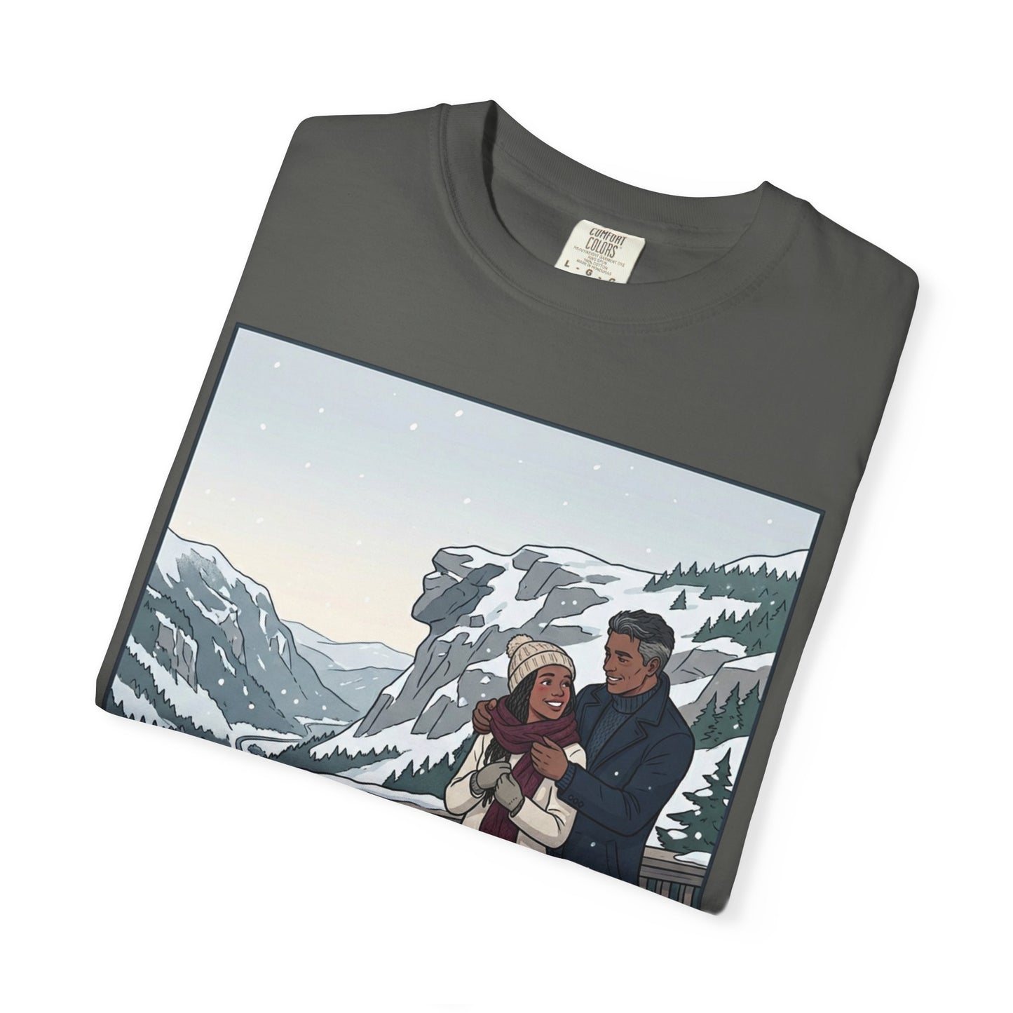 Franconia Notch NH Winter View T-Shirt — Scenic Couple & Husky Travel Tee