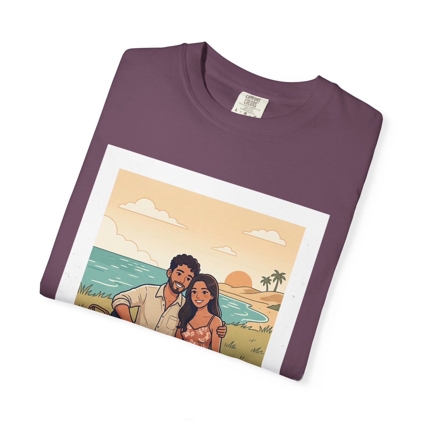 Beach Picnic Couple T‑Shirt — “The best days aren’t planned.” Relaxed Vacation Tee