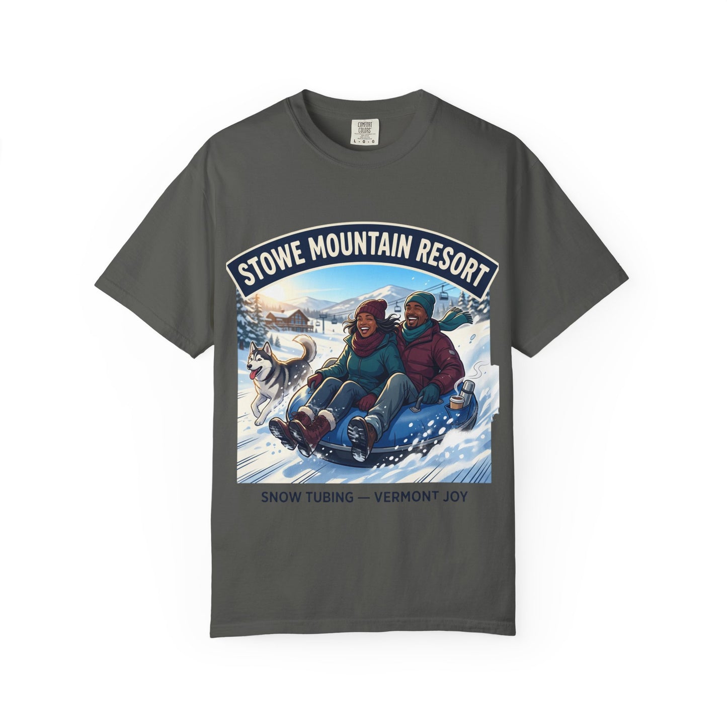 Stowe Mountain Resort Snow Tubing T-Shirt — "Vermont Joy" Winter Apparel