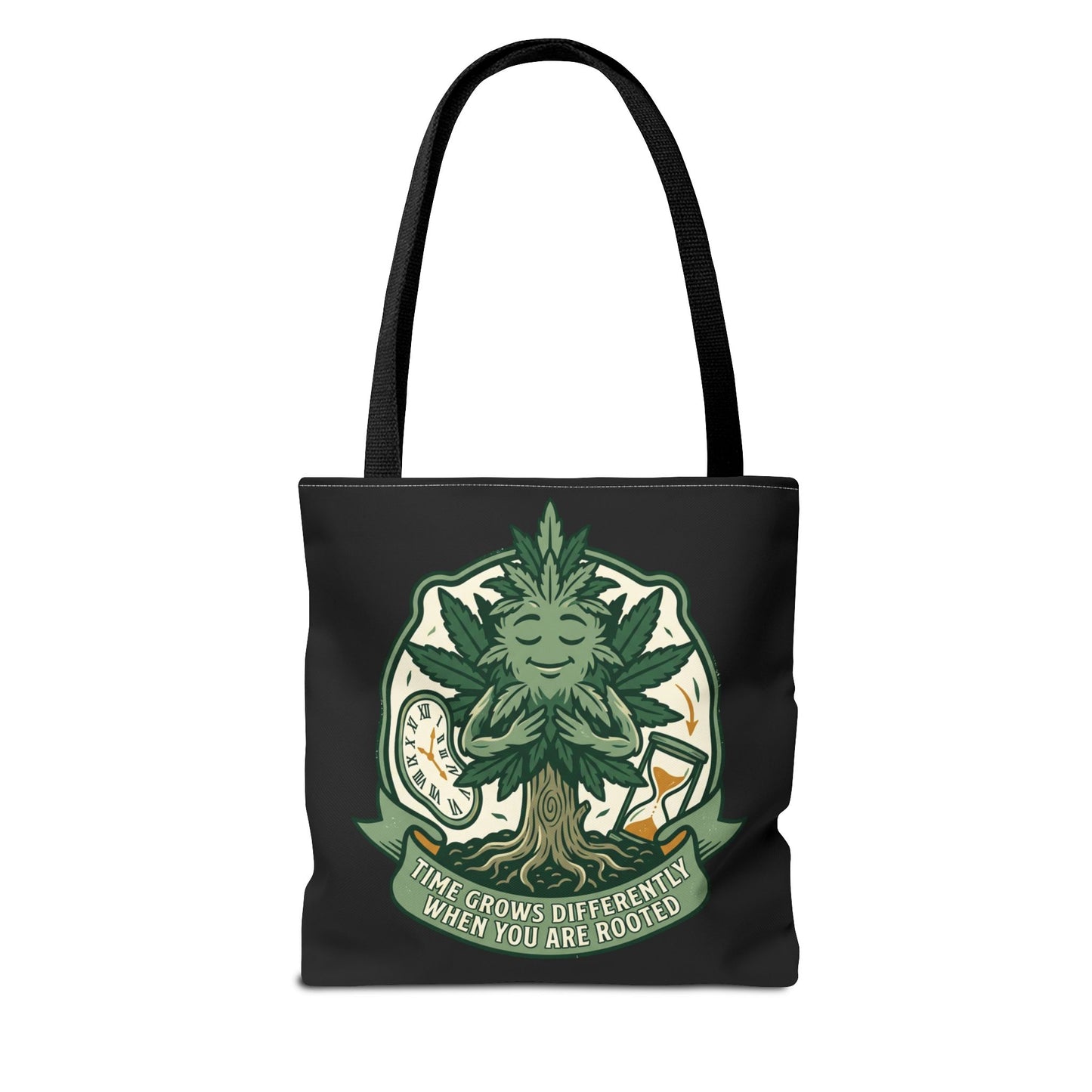 Rooted Tree Spirit Tote Bag — “Time Grows Different When You Are Rooted” Eco Tote