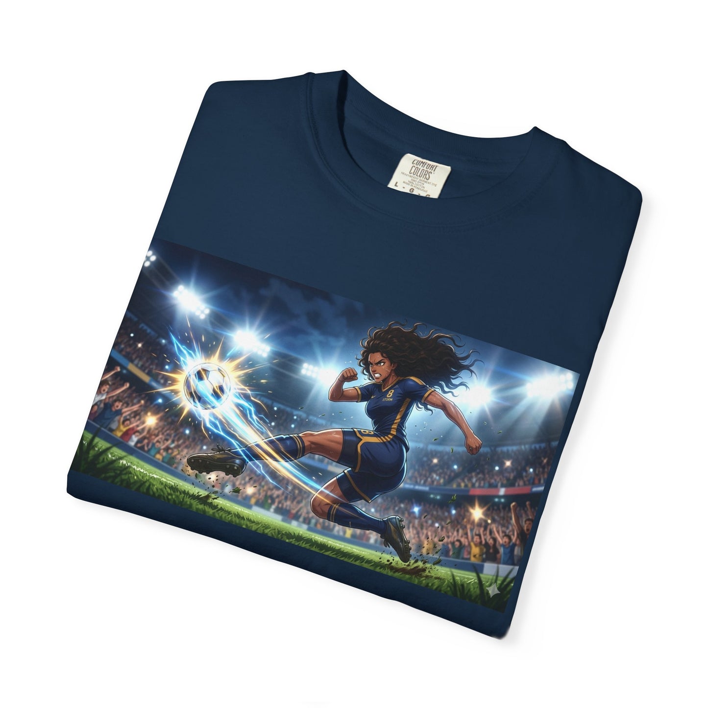 Soccer Kick Graphic T-Shirt — Energetic Stadium Football Design