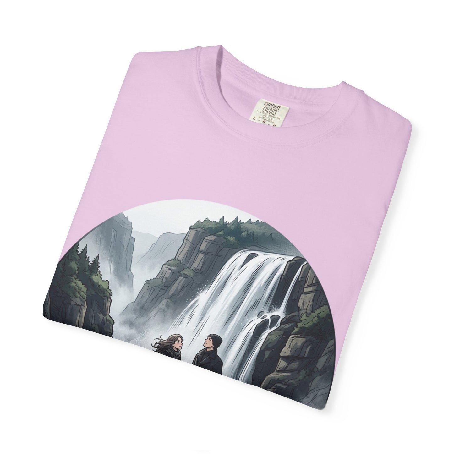 Explore More T-Shirt — Adventure Graphic Tee with Waterfall Scene