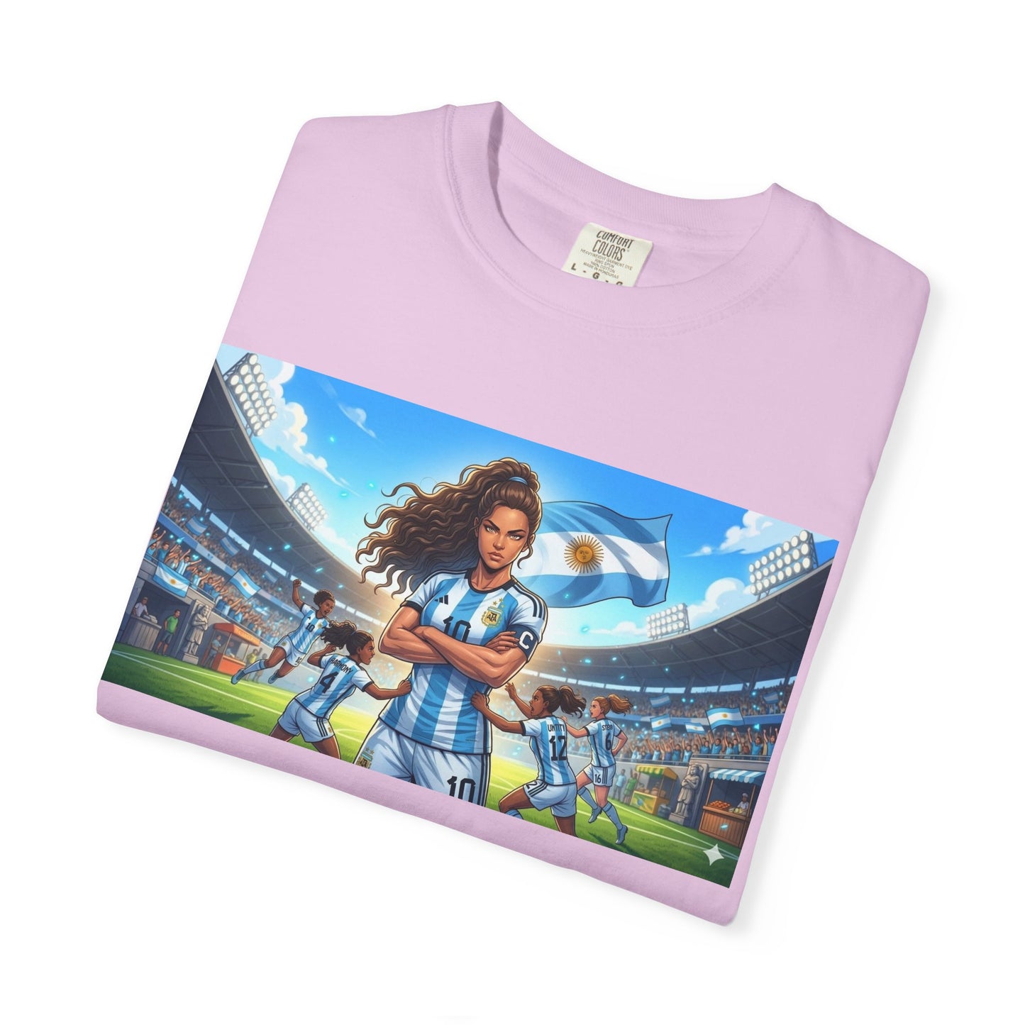 Argentina Soccer Heroine Stadium T-Shirt – Female Soccer Player Graphic Tee