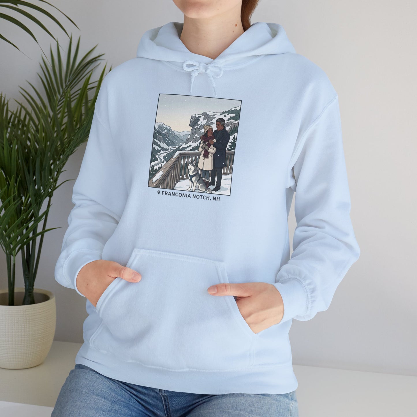 Winter Couple Photo Hoodie — Vintage Alps Travel Graphic Sweatshirt