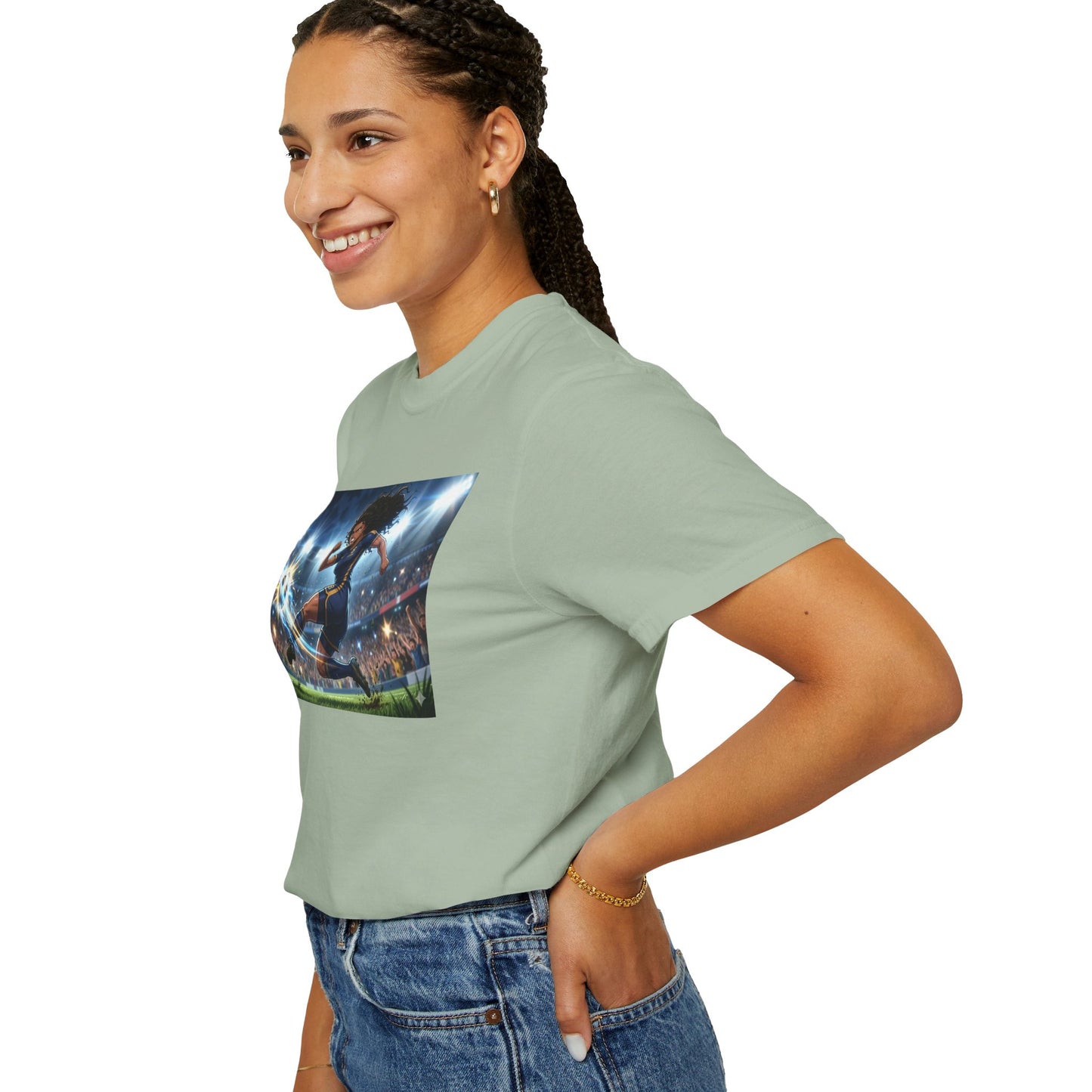 Soccer Kick Graphic T-Shirt — Energetic Stadium Football Design