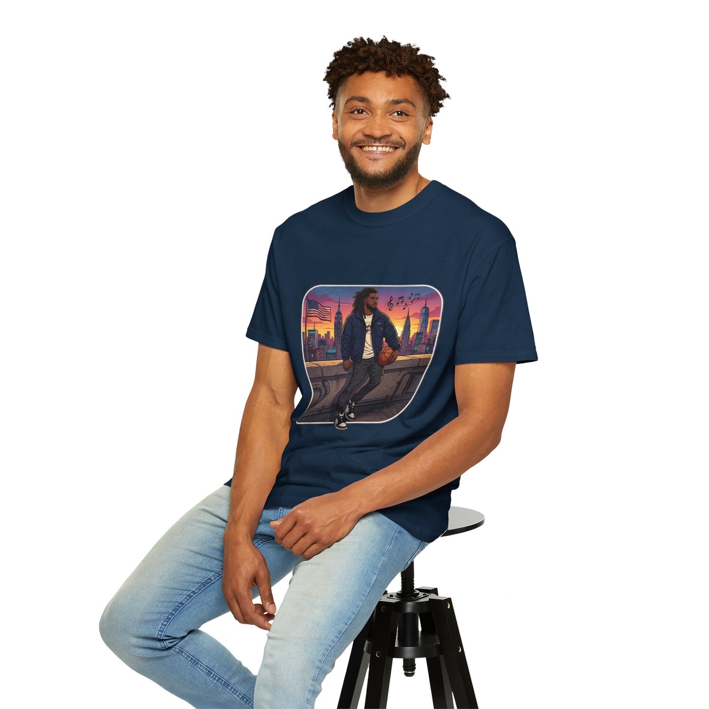 City Sunset Basketball Player T-Shirt — Urban Hoop Lifestyle Tee
