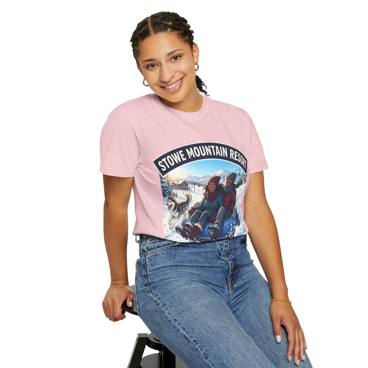 Stowe Mountain Resort Snow Tubing T-Shirt — "Vermont Joy" Winter Apparel