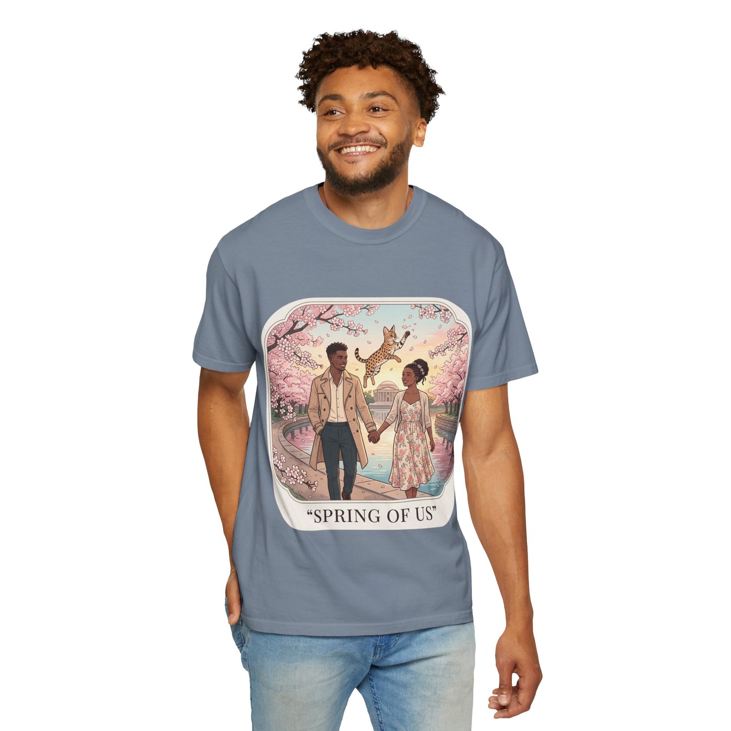 Spring of Us T-Shirt — Romantic Cherry Blossom Couple Graphic Tee