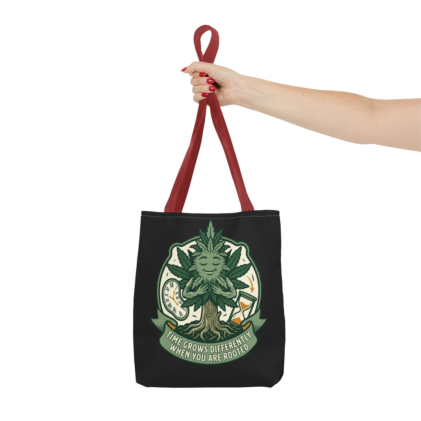 Rooted Tree Spirit Tote Bag — “Time Grows Different When You Are Rooted” Eco Tote