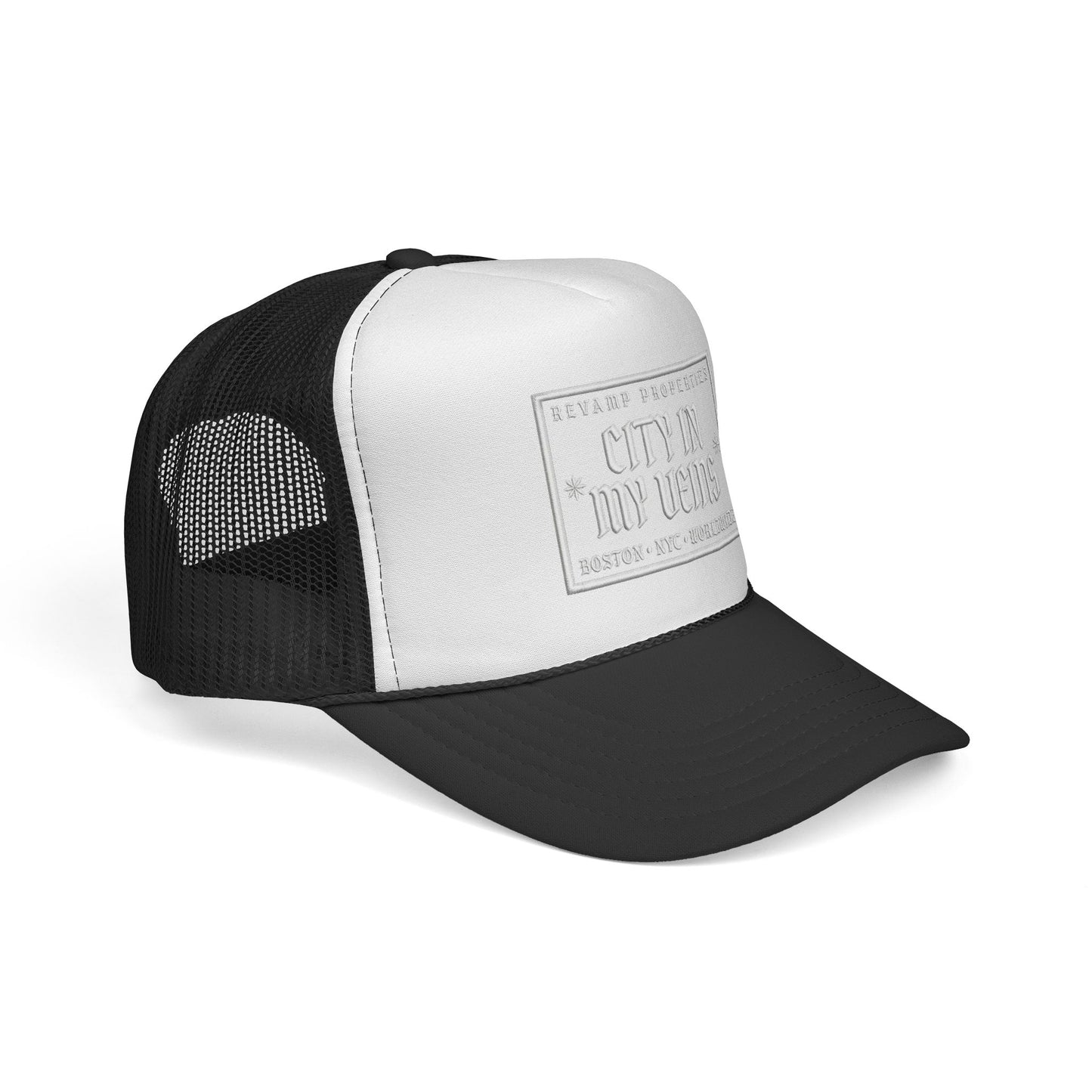 City In My Veins Trucker Cap - Vintage Neon Style Mesh Hat