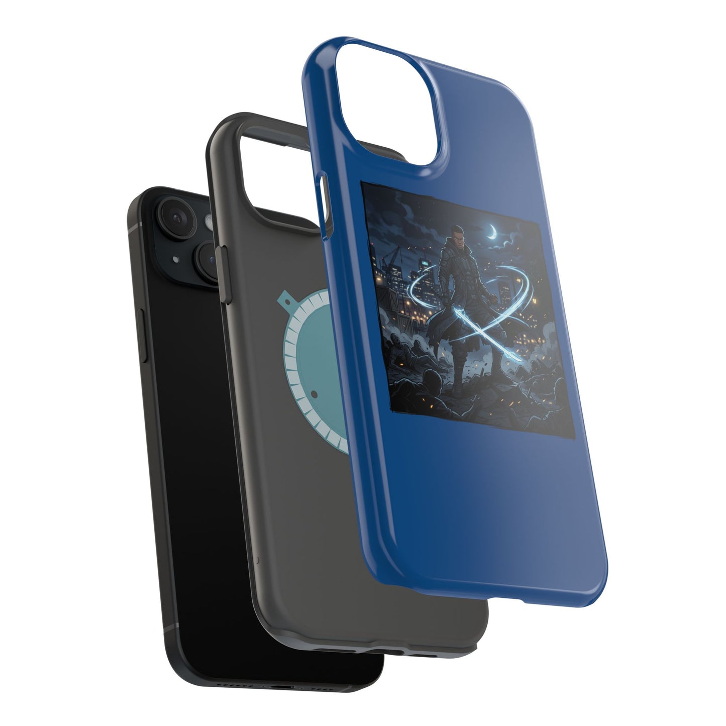 Magnetic Impact-Resistant Phone Case — Night Warrior Sci‑Fi Design
