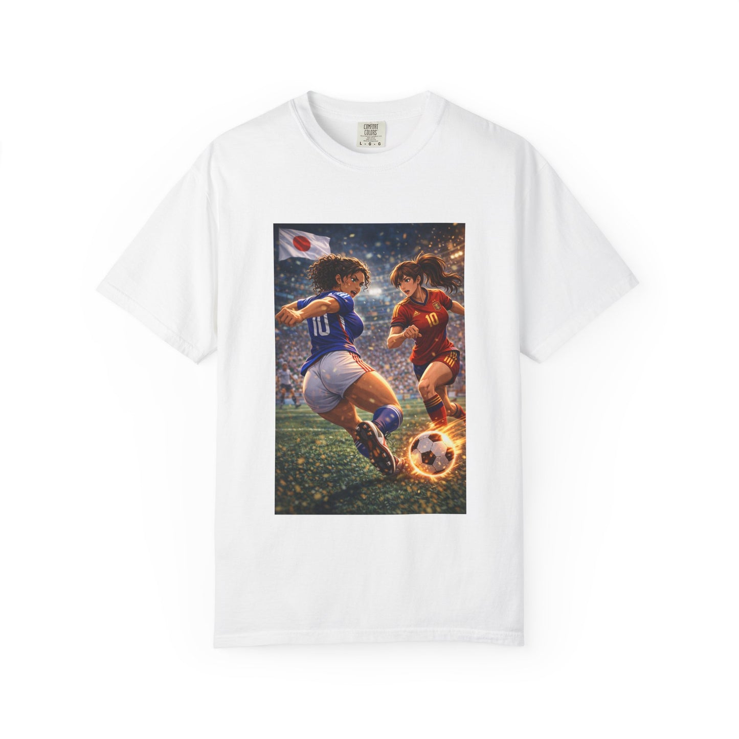JAPAN Soccer Duel Graphic T-Shirt — Intense Japan vs Spain Football Art