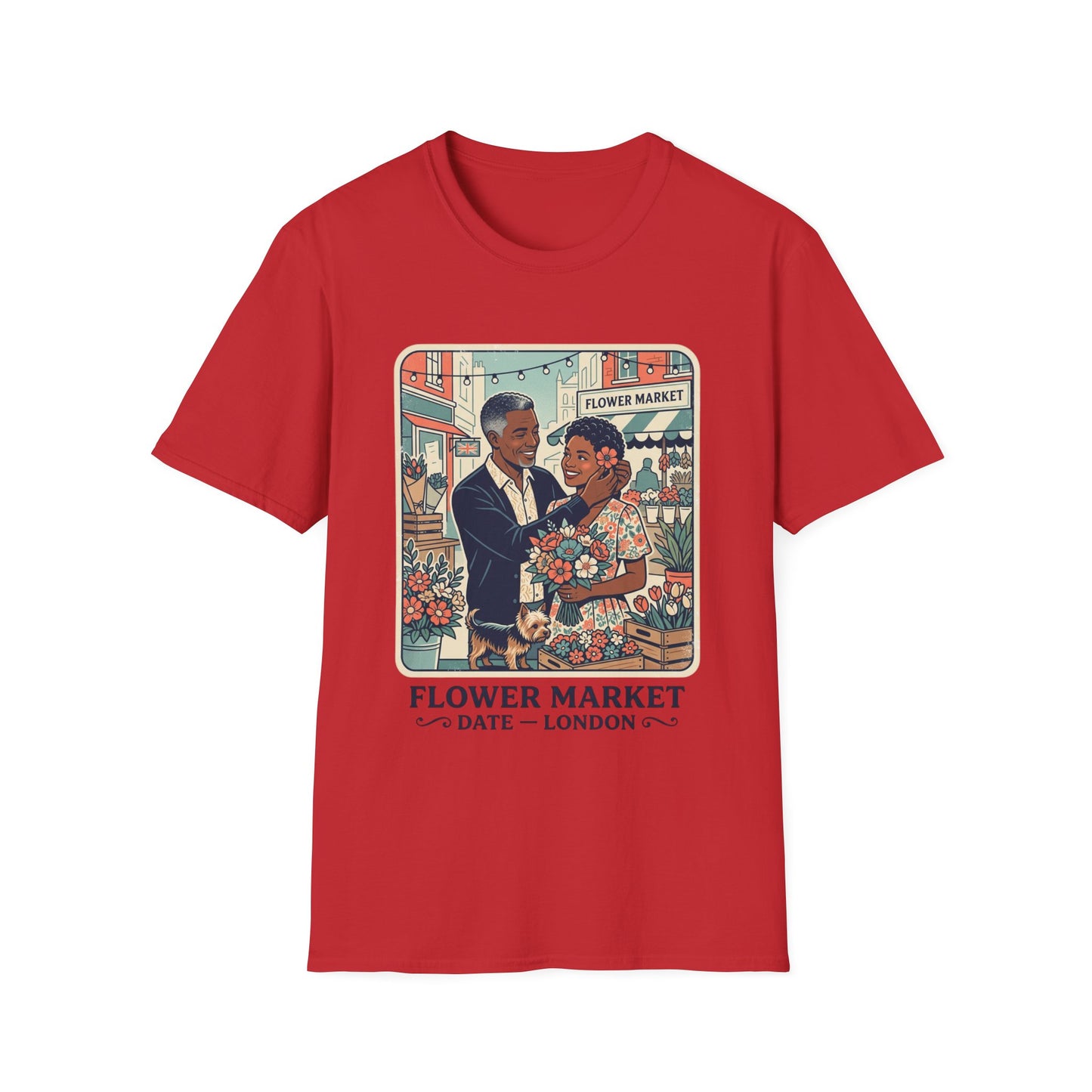 Flower Market Date — London T-Shirt — Retro Couple Floral Market Graphic Tee