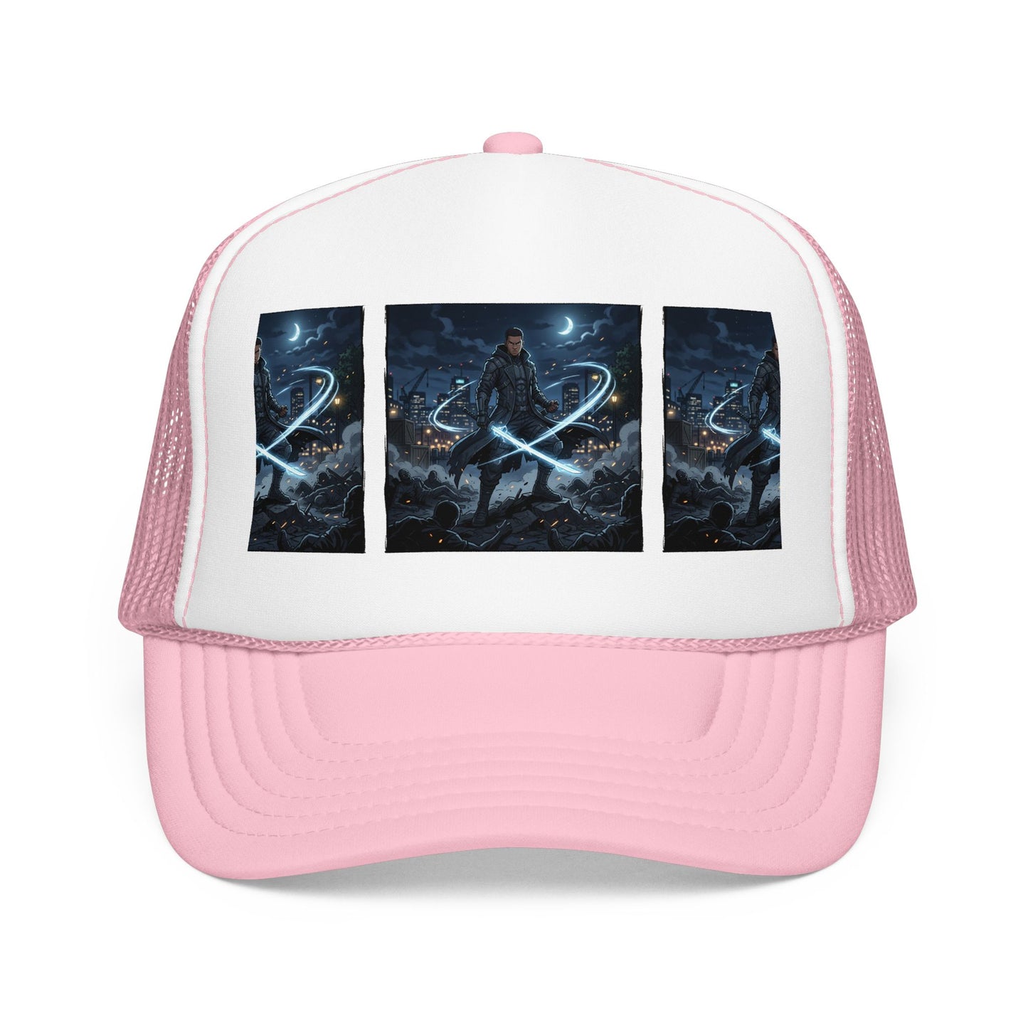 Trucker Hat — Neon Samurai Triptych Foam Trucker Cap