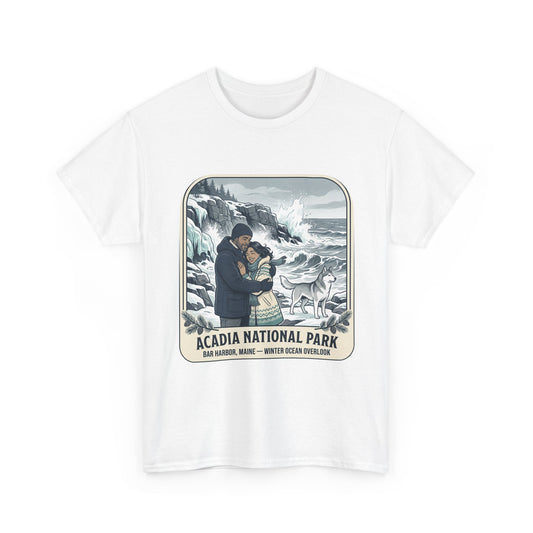 Acadia National Park Tee — Coastal Winter Couple Graphic