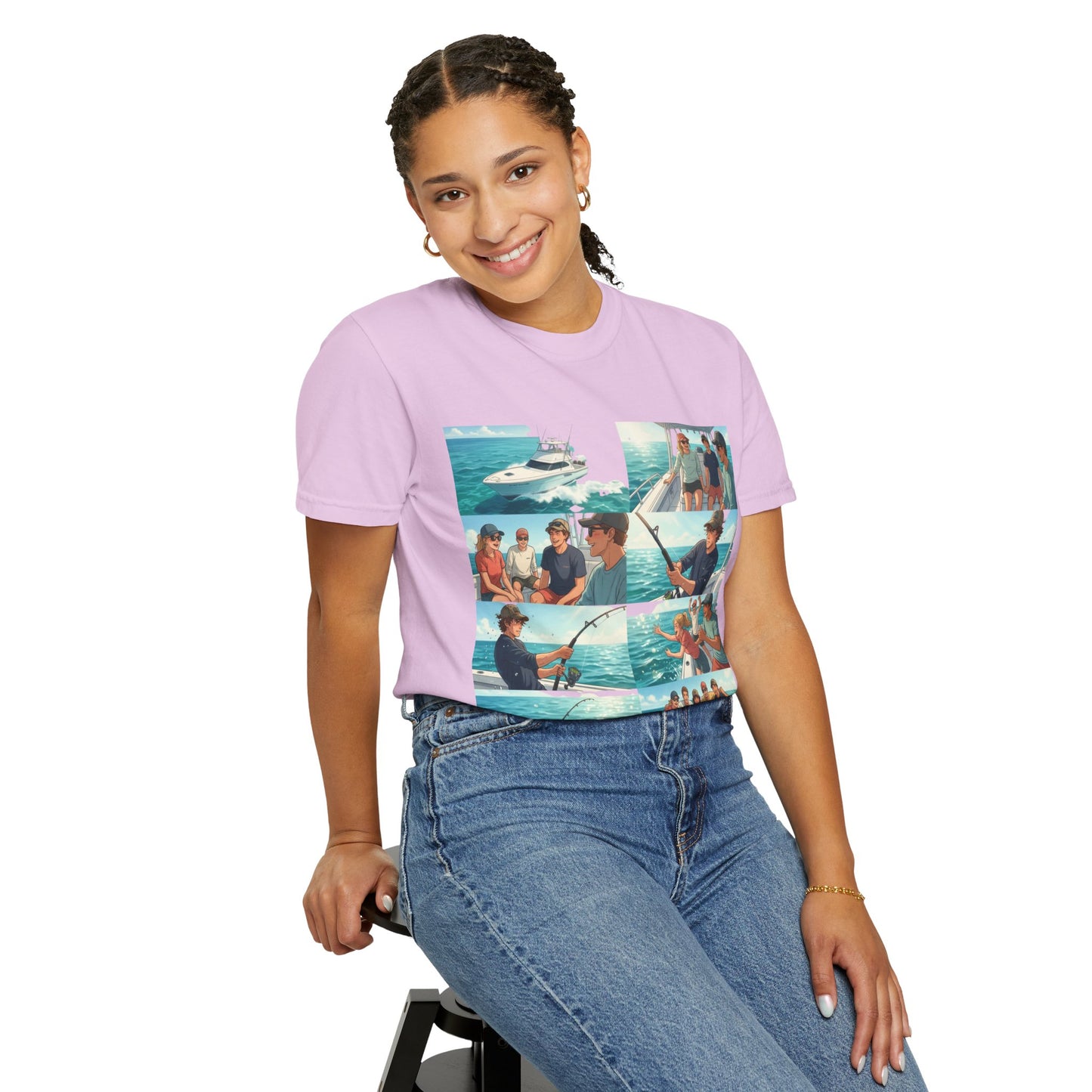 Deep Sea Energy (Friends Fishing Edition) Fishing Trip Photo Collage T-Shirt