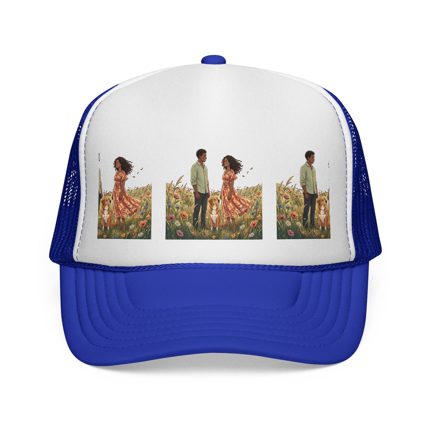 Trucker Cap — Boho Couple Meadow Illustration Hat