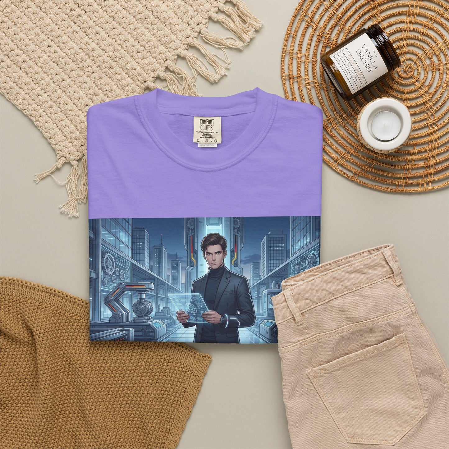 Cyberpunk Detective T-Shirt — Futuristic Noir Cityscape Graphic Tee