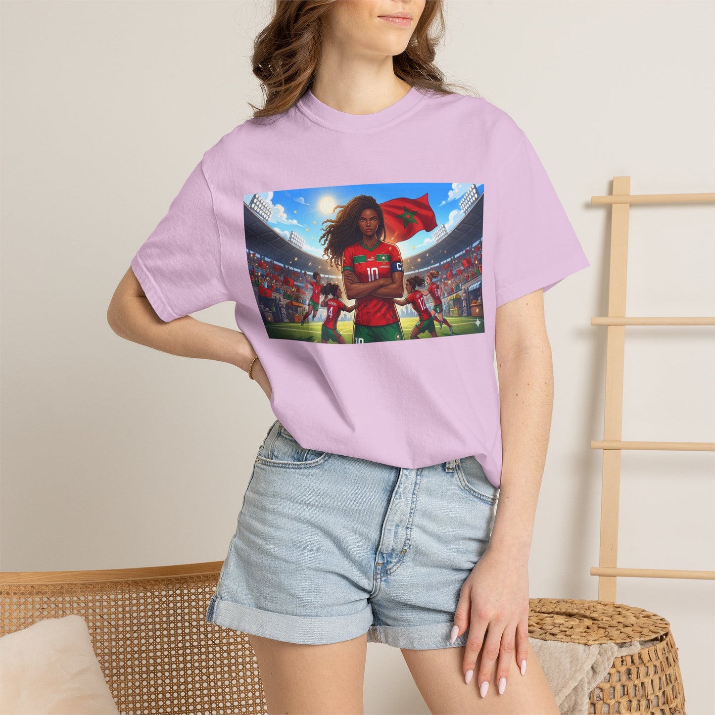 Morocco Soccer Champion Graphic T-Shirt — Inspiring Women’s Football Stadium Design