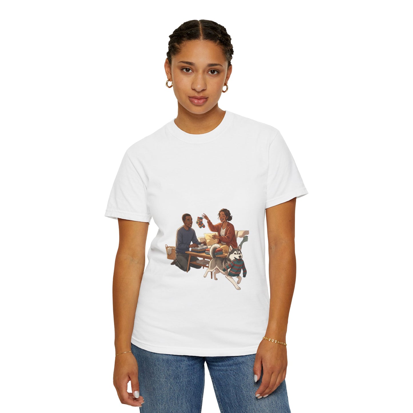 Picnic Cheers T-Shirt — Vintage Couple & Dog Illustration Tee
