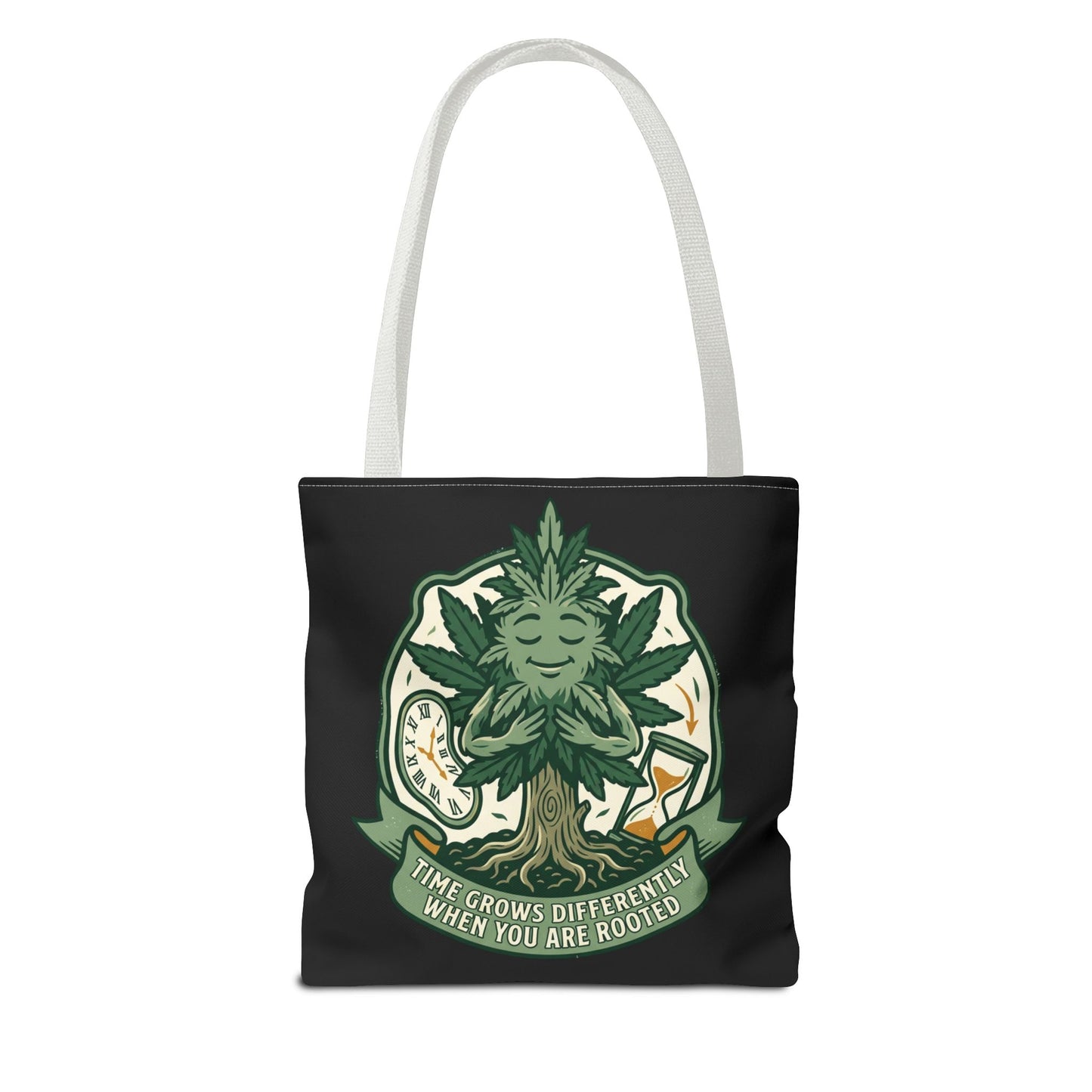 Rooted Tree Spirit Tote Bag — “Time Grows Different When You Are Rooted” Eco Tote