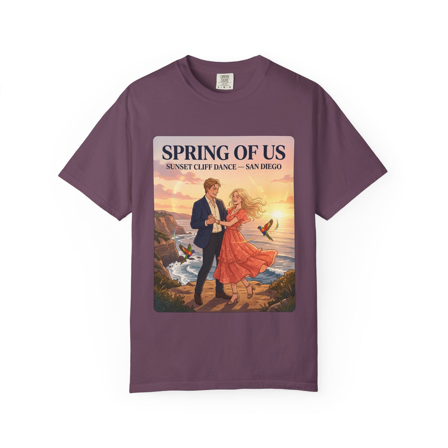 Spring of Us T‑Shirt — Sunset Cliff Dance San Diego Vintage Romance Tee