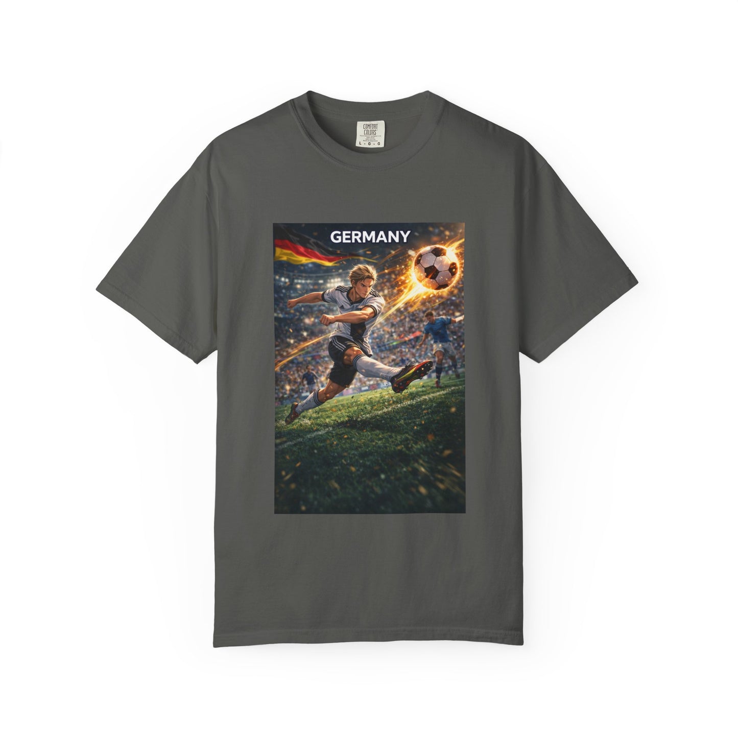 Germany Soccer Player Graphic T-Shirt — Retro Football Stadium Print