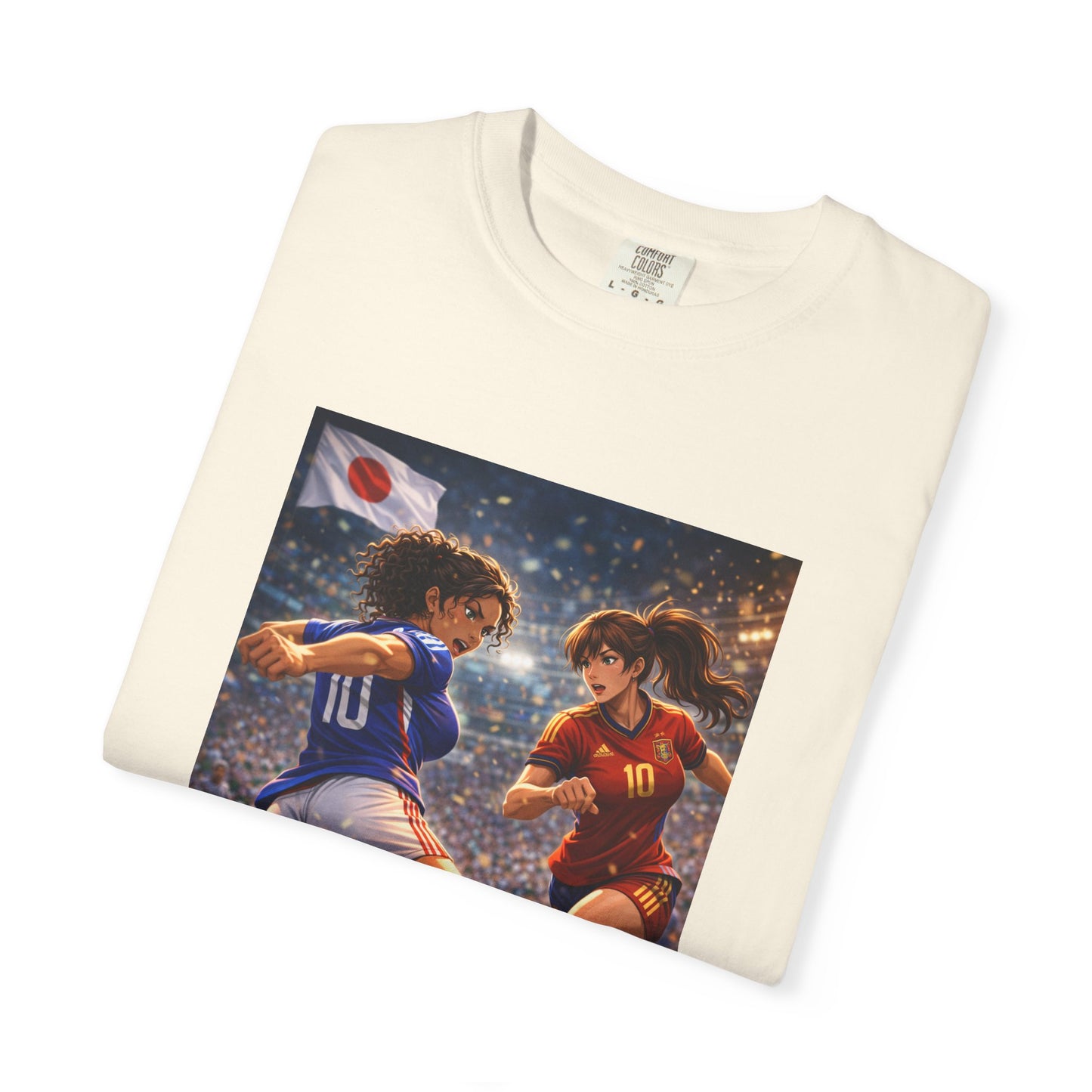 JAPAN Soccer Duel Graphic T-Shirt — Intense Japan vs Spain Football Art